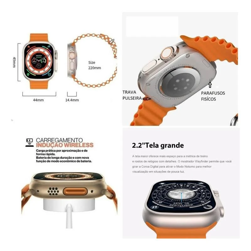 "Smartwatch Microwear W68+ 8 Ultra Pro Max 49mm - Edição 2023"